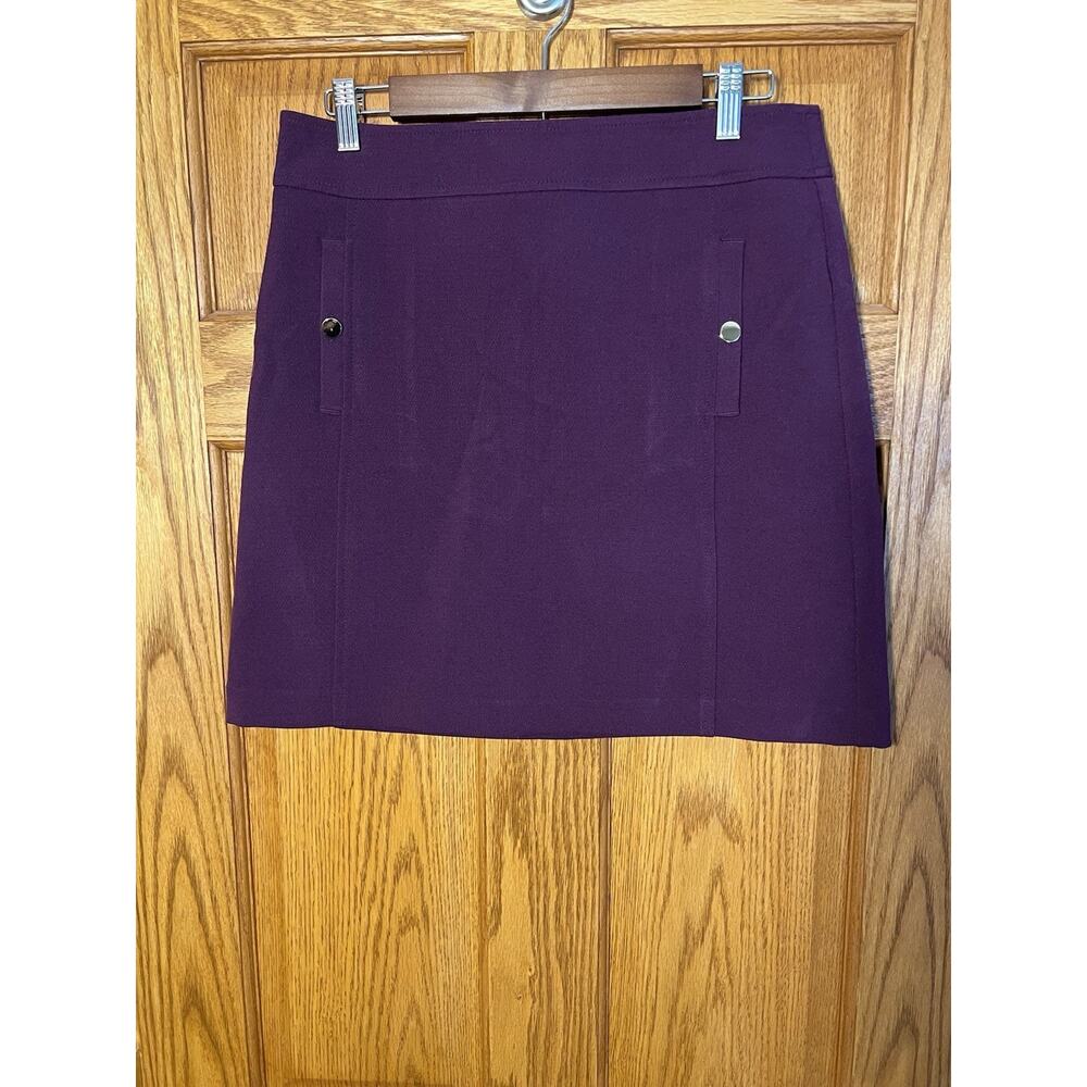 LOFT Women’s Purple Front Gold Buttons Mini Skirt Size 8 EUC